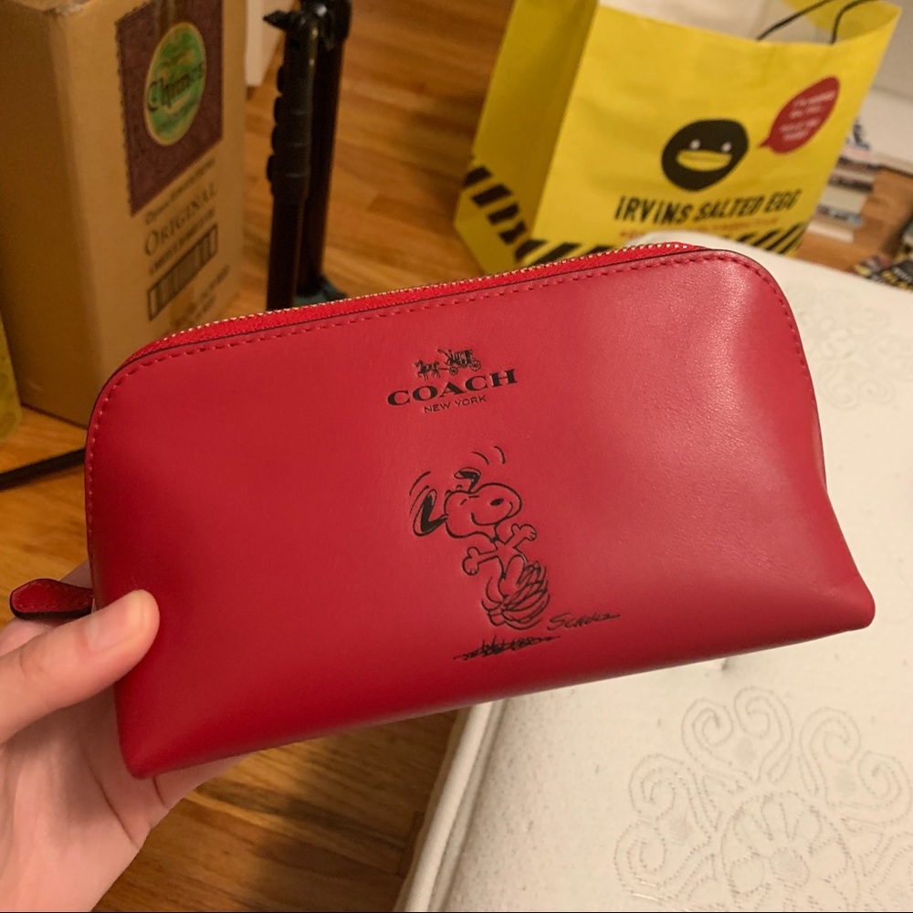 Authentic Coach x Peanuts Snoopy Leather Pouch